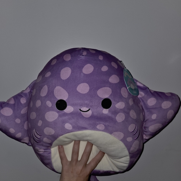 Squshmallow AZIZA Purple Spotted Plush Stingray Pillow - Picture 1 of 1